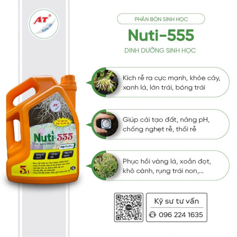 Vọt đọt sầu riêng, kéo đọt nhanh, mập đọt - Nuti 555